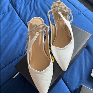 Lulu's White Heels with Silver Laces